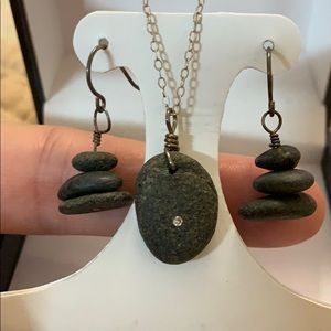 Real Diamond, sterling silver necklace & earrings